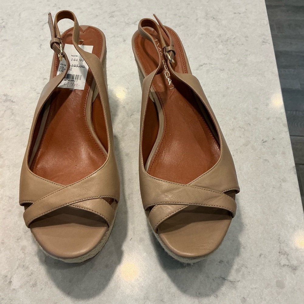 Via Spiga Beige Slingback Espadrille Wedges